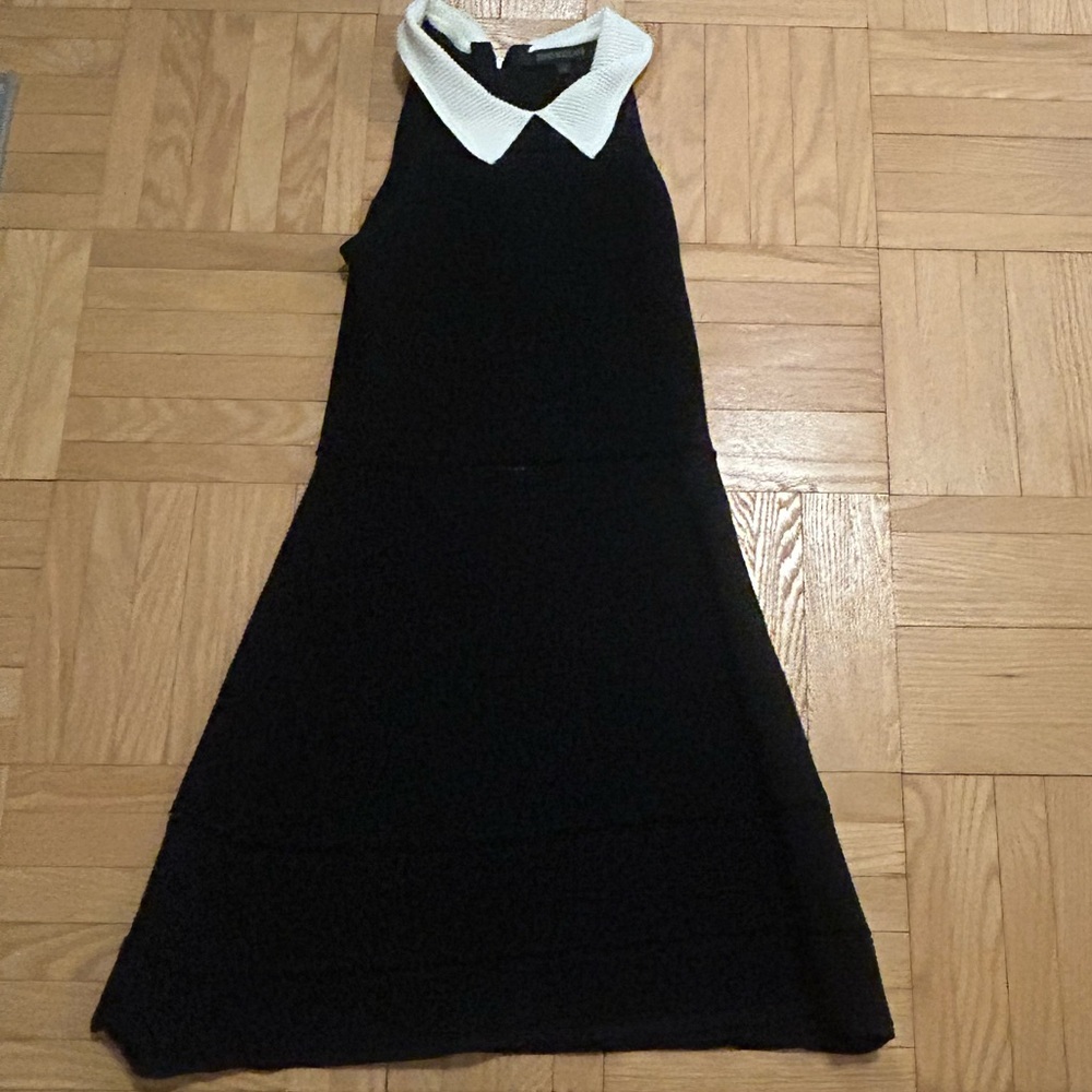 Elegant Black and White Collared Dress